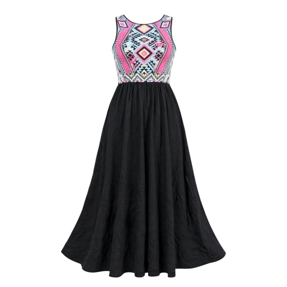 Multicolor And Black Casual Elegant Maxi Dress L